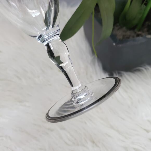 Hawkes Crystal Goblet Wine Glass Sterling Band Rimmed Signed Art Deco Set of 2 - Picture 7 of 12